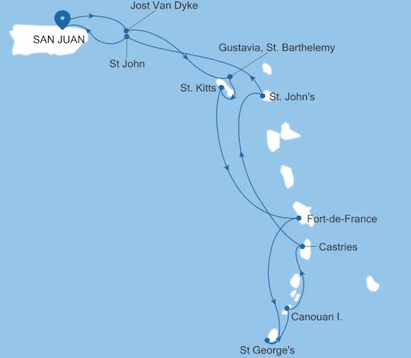 Carte de l’itinéraire Silver Dawn, San Juan → San Juan