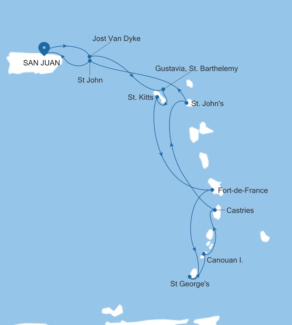 Carte de l’itinéraire Silver Dawn, San Juan → San Juan