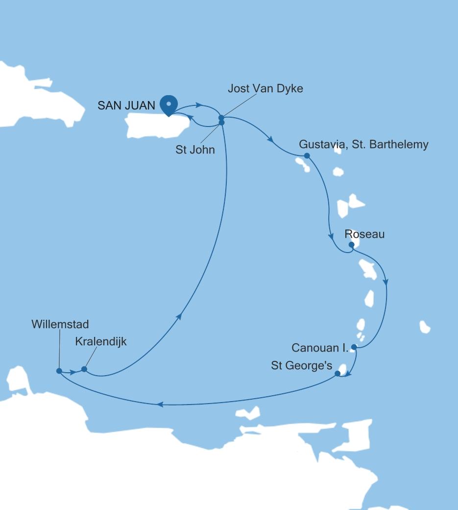 Carte de l’itinéraire Silver Dawn, San Juan → San Juan
