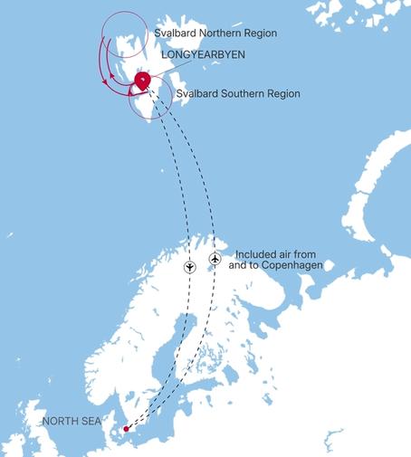 Carte de l’itinéraire Silver Endeavour, Longyearbyen → Longyearbyen