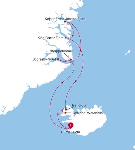 Carte de l’itinéraire Silver Endeavour, Reykjavík → Reykjavík