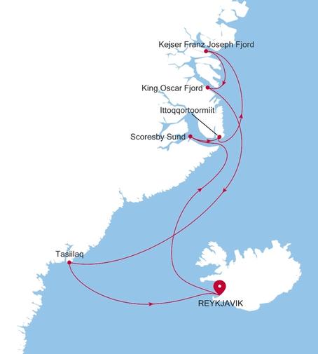 Carte de l’itinéraire Silver Endeavour, Reykjavík → Reykjavík