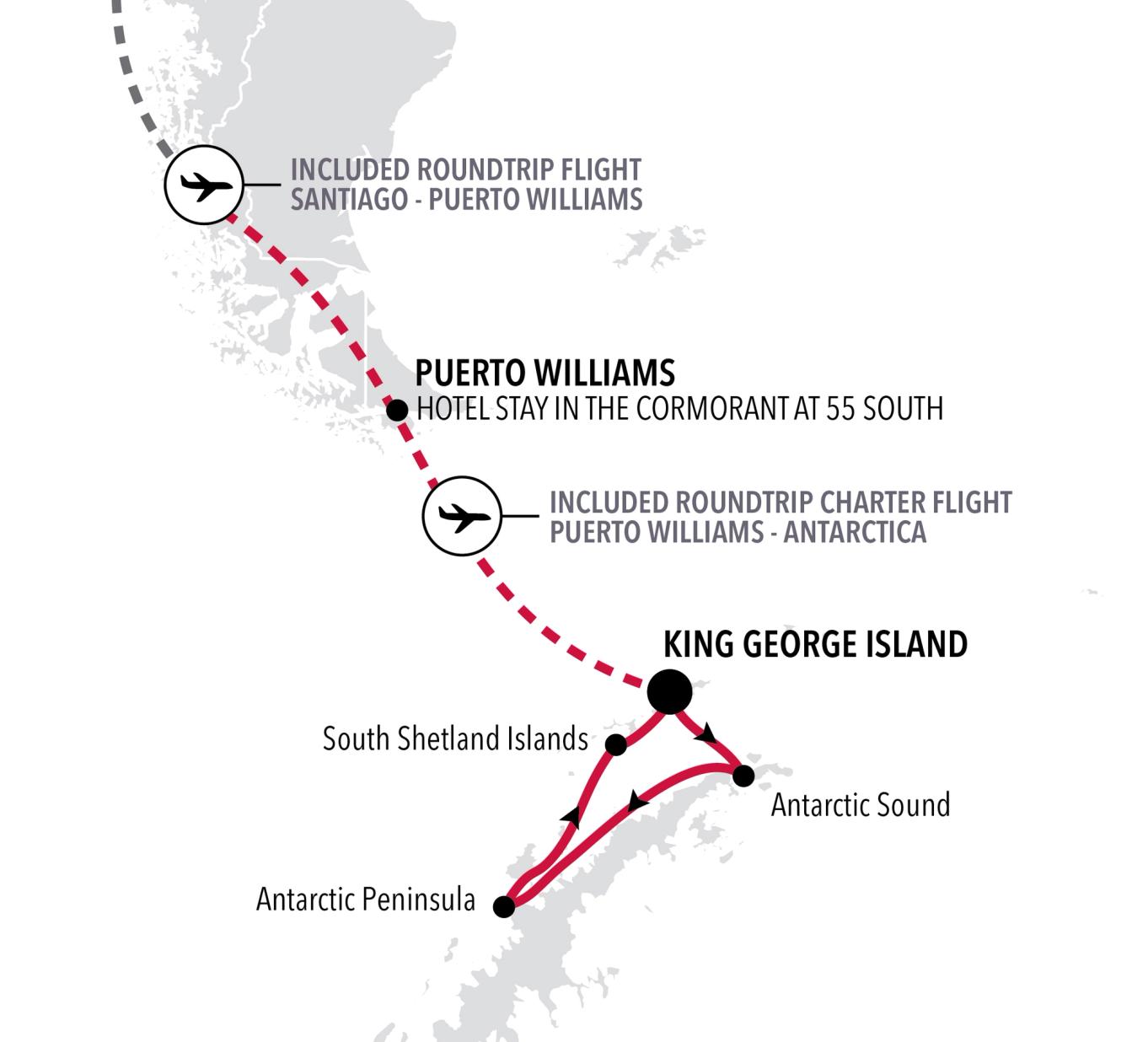 Carte de l’itinéraire Silver Endeavour, King George Island → King George Island