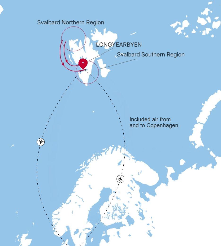 Carte de l’itinéraire Silver Endeavour, Longyearbyen → Longyearbyen