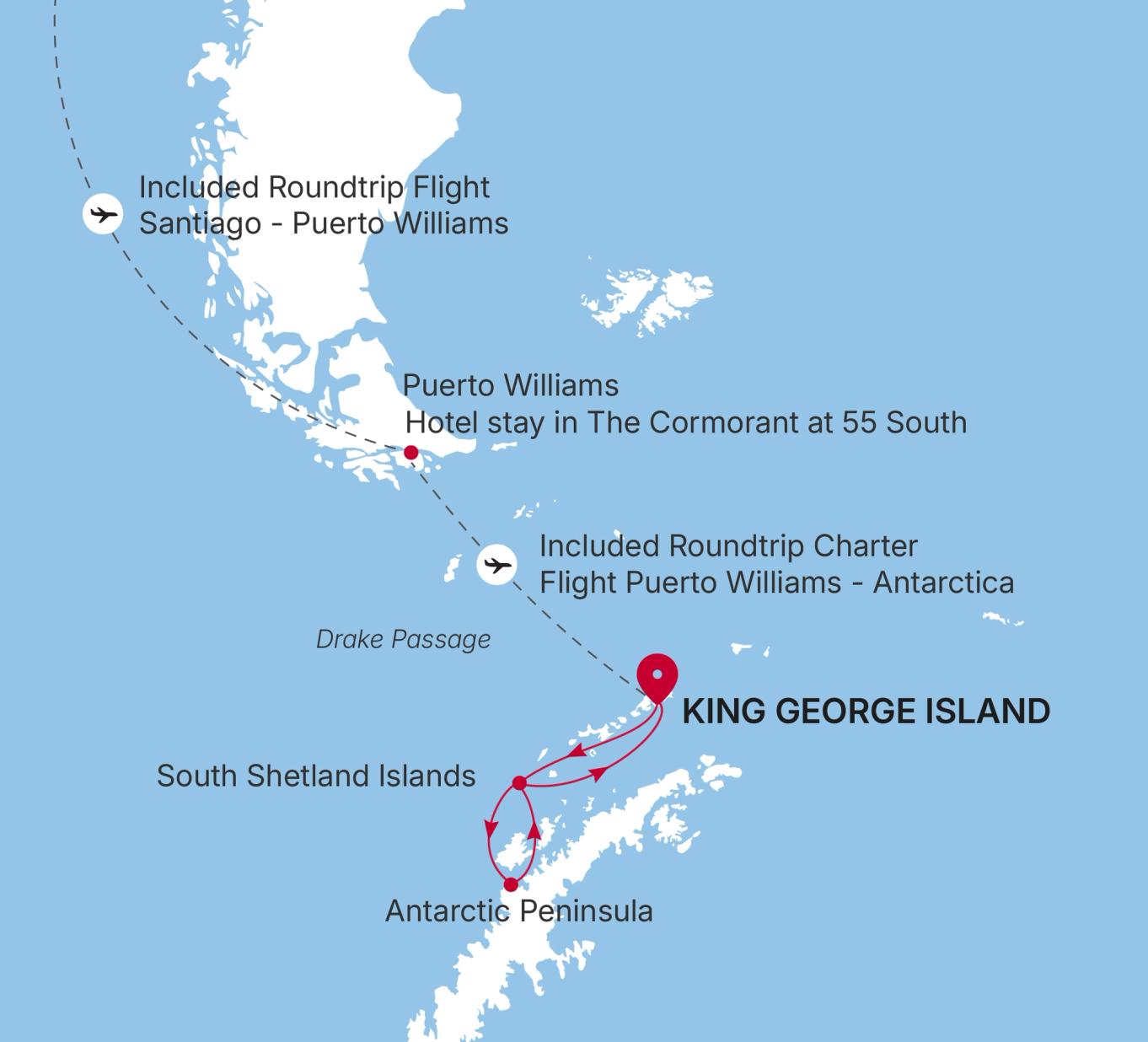 Carte de l’itinéraire Silver Endeavour, King George Island → King George Island