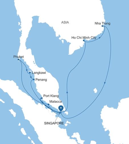 Carte de l’itinéraire Silver Muse, Singapour → Singapour