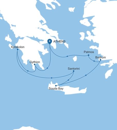 Carte de l’itinéraire Silver Nova, Athènes (Le Pirée) → Athènes (Le Pirée)