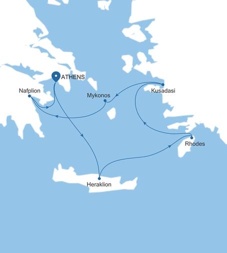 Carte de l’itinéraire Silver Nova, Athènes (Le Pirée) → Athènes (Le Pirée)