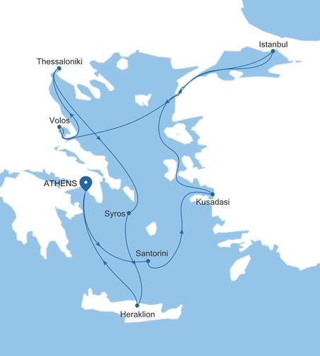 Carte de l’itinéraire Silver Nova, Athènes (Le Pirée) → Athènes (Le Pirée)