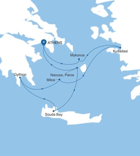 Carte de l’itinéraire Silver Nova, Athènes (Le Pirée) → Athènes (Le Pirée)