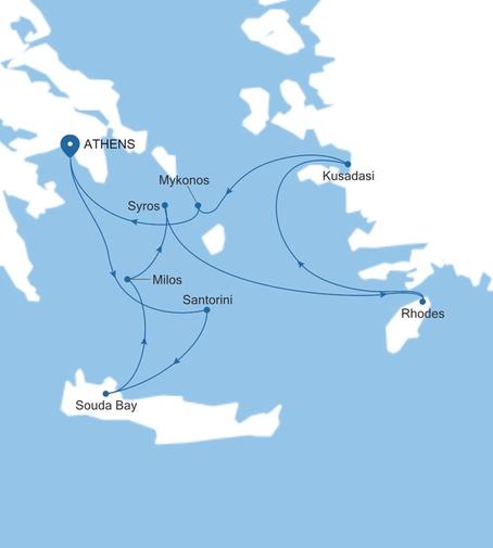 Carte de l’itinéraire Silver Nova, Athènes (Le Pirée) → Athènes (Le Pirée)