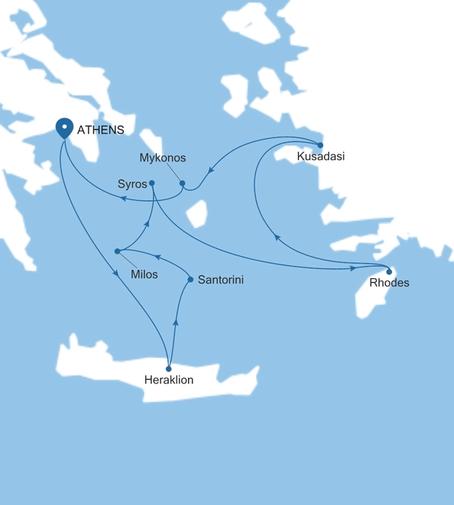 Carte de l’itinéraire Silver Nova, Athènes (Le Pirée) → Athènes (Le Pirée)