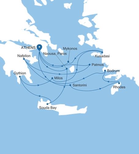 Carte de l’itinéraire Silver Nova, Athènes (Le Pirée) → Athènes (Le Pirée)