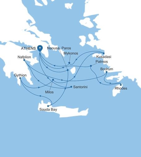 Carte de l’itinéraire Silver Nova, Athènes (Le Pirée) → Athènes (Le Pirée)