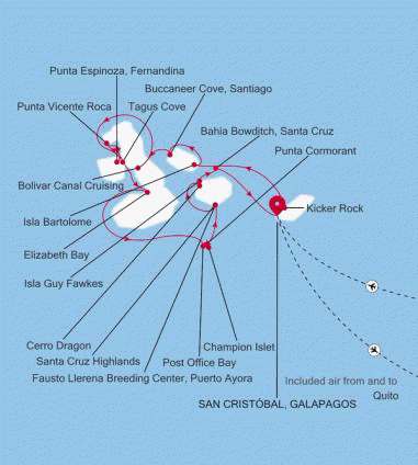 Carte de l’itinéraire Silver Origin, San Cristobal → San Cristobal