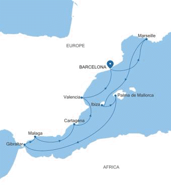 Carte de l’itinéraire Silver Ray, Barcelone → Barcelone