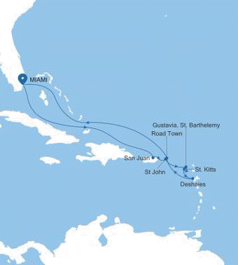 Carte de l’itinéraire Silver Ray, Miami → Miami