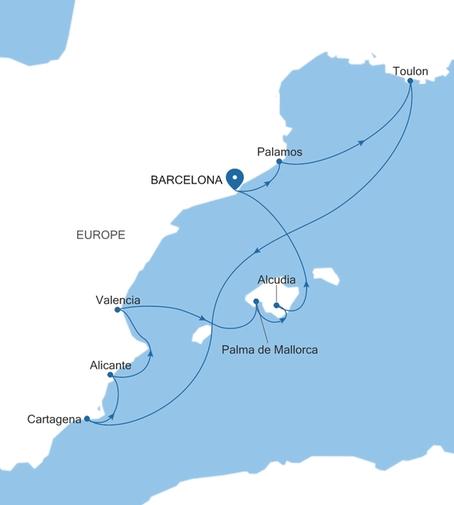 Carte de l’itinéraire Silver Ray, Barcelone → Barcelone