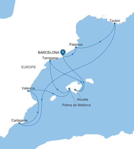 Carte de l’itinéraire Silver Ray, Barcelone → Barcelone
