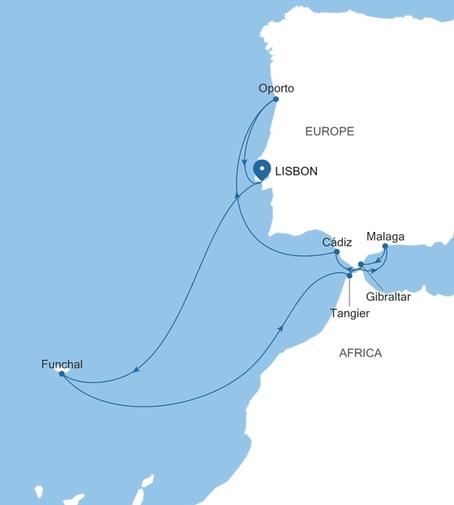 Carte de l’itinéraire Silver Ray, Lisbonne → Lisbonne