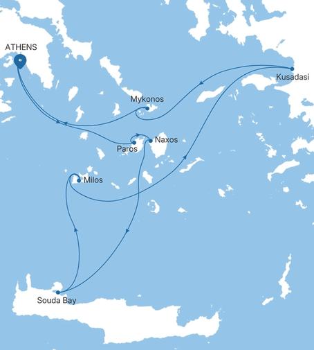 Carte de l’itinéraire Silver Ray, Athènes (Le Pirée) → Athènes (Le Pirée)