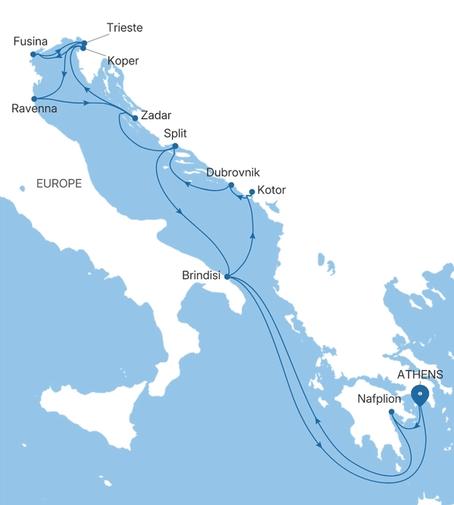Carte de l’itinéraire Silver Ray, Athènes (Le Pirée) → Athènes (Le Pirée)