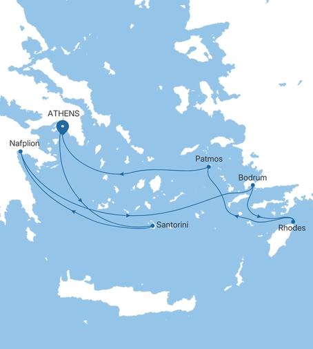 Carte de l’itinéraire Silver Ray, Athènes (Le Pirée) → Athènes (Le Pirée)