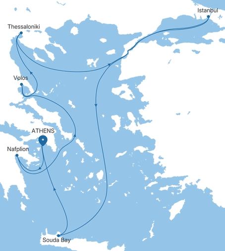 Carte de l’itinéraire Silver Ray, Athènes (Le Pirée) → Athènes (Le Pirée)
