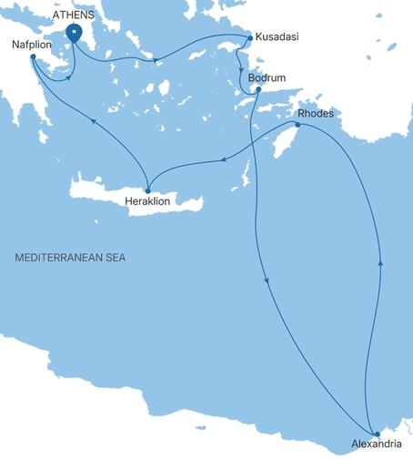 Carte de l’itinéraire Silver Ray, Athènes (Le Pirée) → Athènes (Le Pirée)
