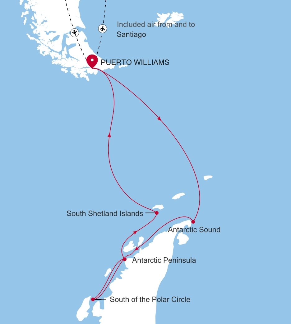 Carte de l’itinéraire Silver Cloud, Puerto Williams → Puerto Williams - E4261209012