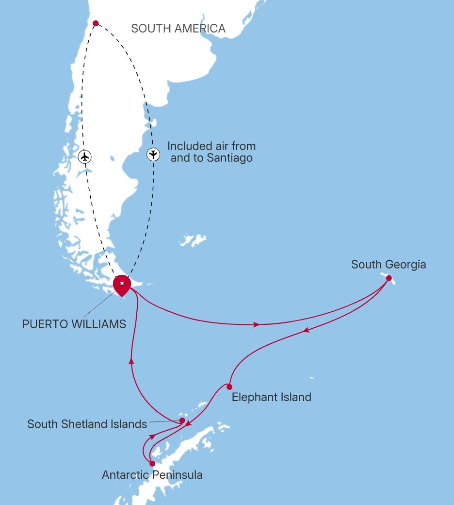 Carte de l’itinéraire Silver Cloud, Puerto Williams → Puerto Williams - E4270212015