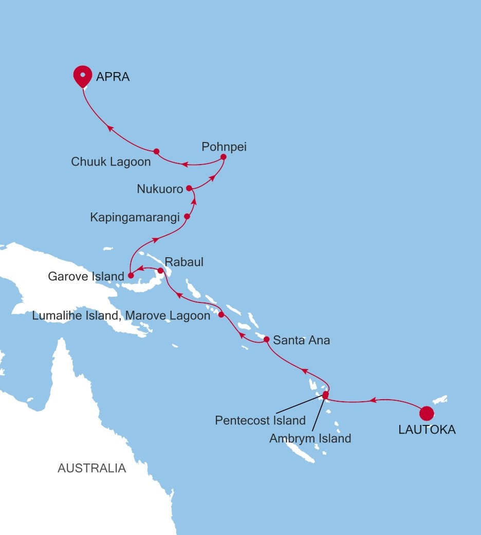 Carte de l’itinéraire Silver Cloud, Lautoka → Apra - E4270414018