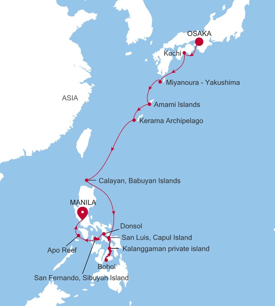 Carte de l’itinéraire Silver Cloud, Osaka → Manila - E4270609014
