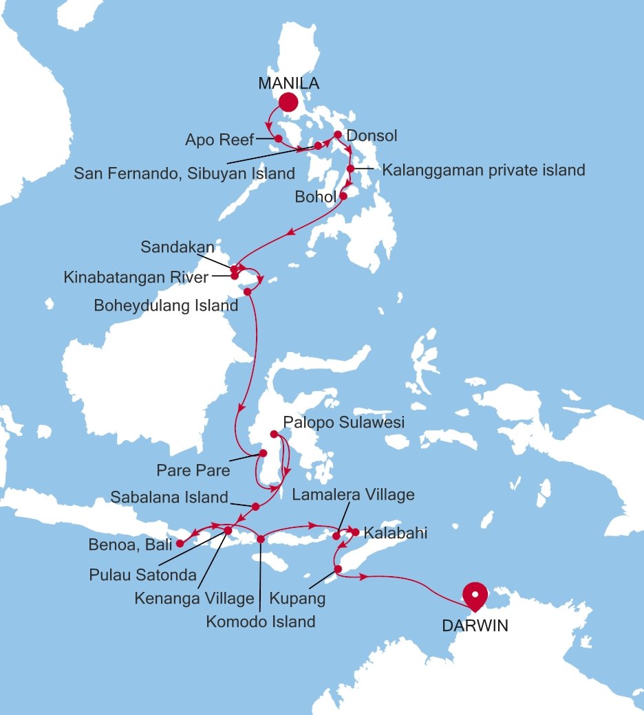Carte de l’itinéraire Silver Cloud, Manila → Darwin - E4270623021