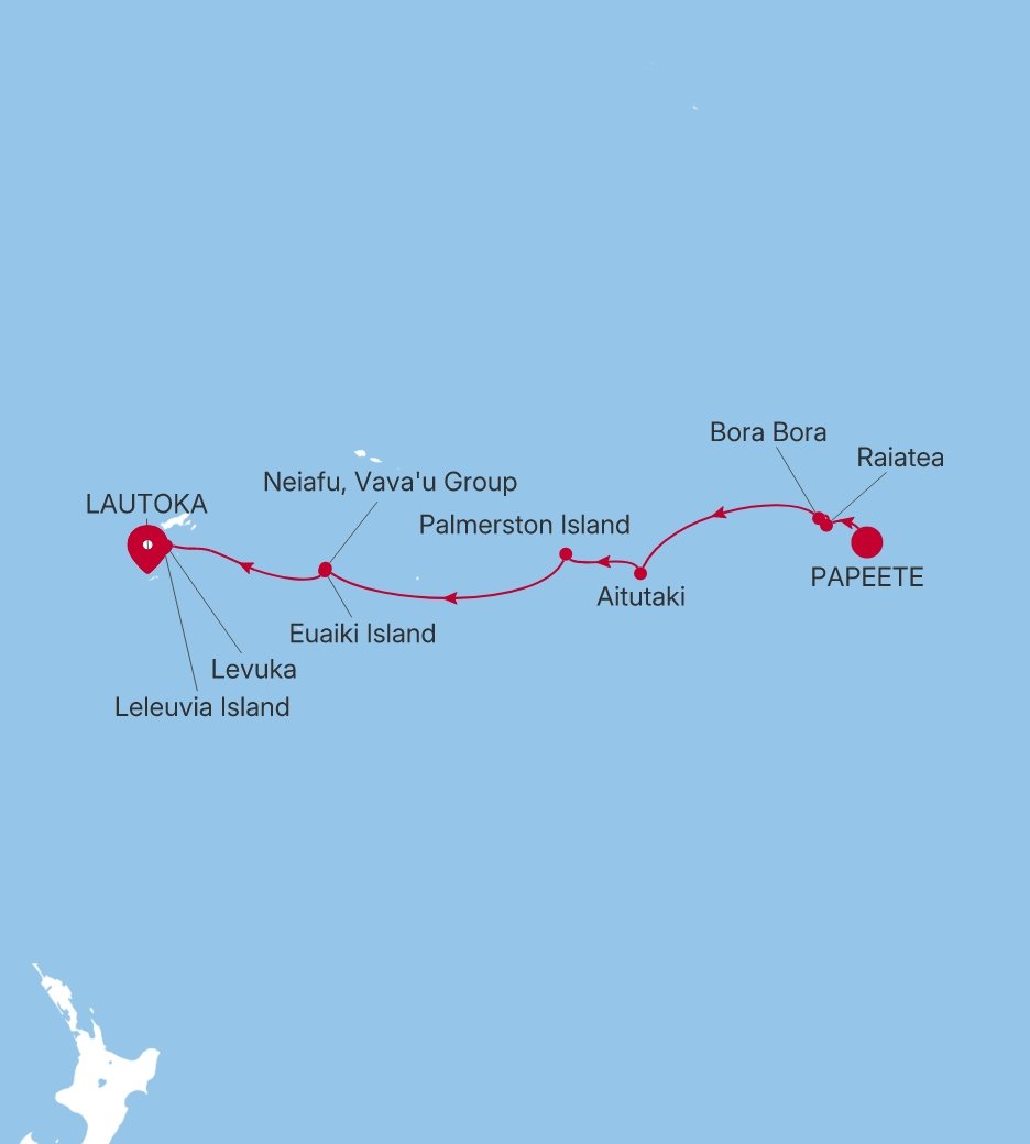 Carte de l’itinéraire Silver Cloud, Papeete (Tahiti) → Lautoka - E4280403011