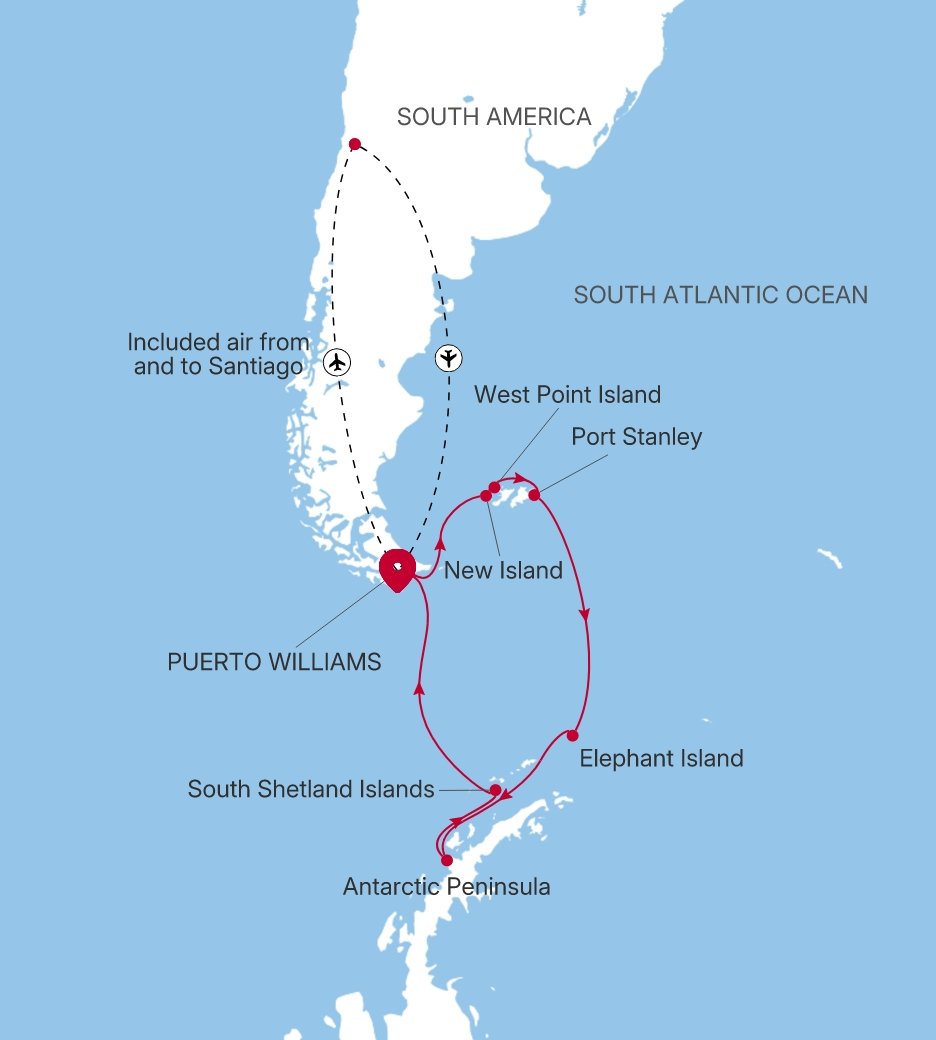 Carte de l’itinéraire Silver Cloud, Puerto Williams → Puerto Williams - E4281228012