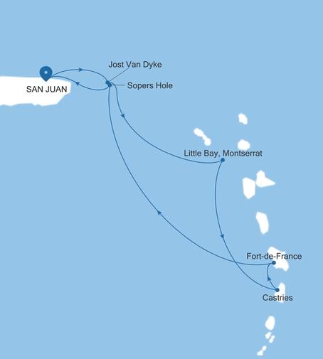 Carte de l’itinéraire Silver Shadow, San Juan → San Juan