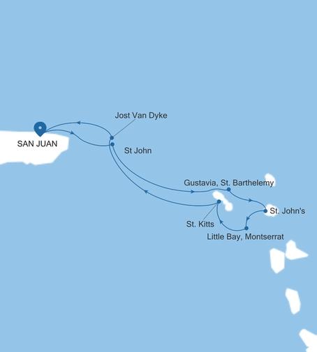 Carte de l’itinéraire Silver Shadow, San Juan → San Juan