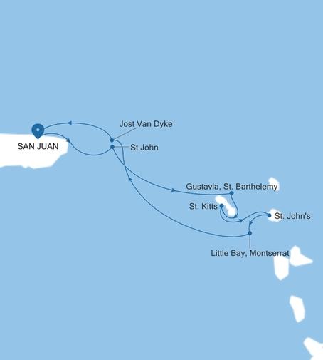 Carte de l’itinéraire Silver Shadow, San Juan → San Juan