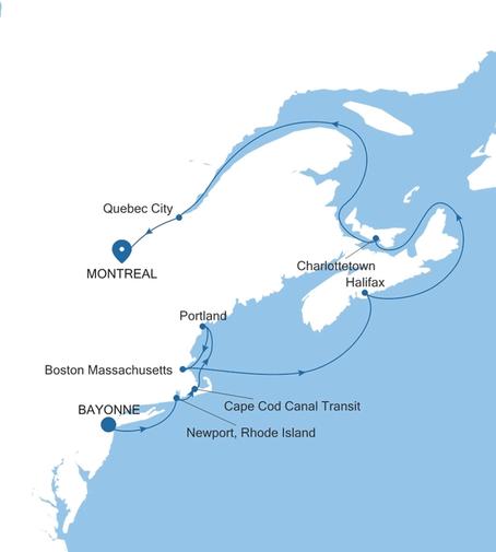 Carte de l’itinéraire Silver Shadow, Bayonne, New Jersey → Montreal