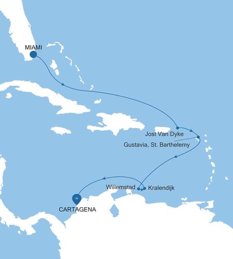 Carte de l’itinéraire Silver Shadow, Miami, FL → Cartagena