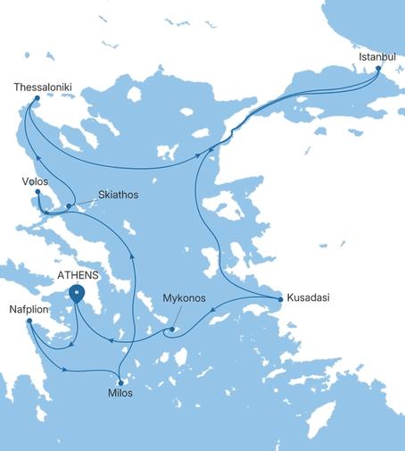 Carte de l’itinéraire Silver Shadow, Athènes (Le Pirée) → Athènes (Le Pirée)