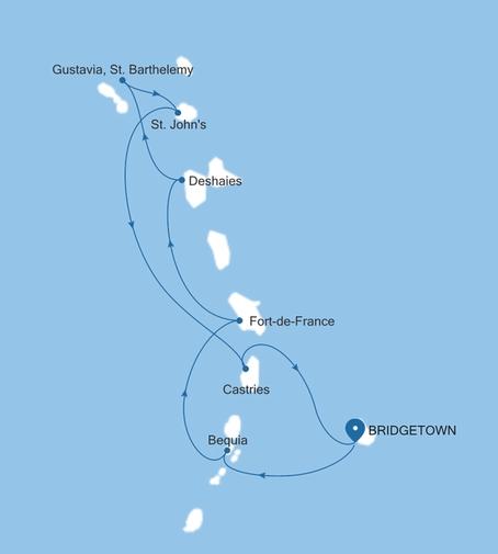 Carte de l’itinéraire Silver Spirit, Bridgetown → Bridgetown