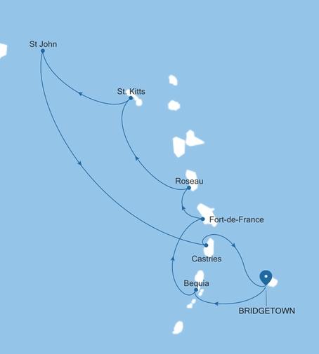 Carte de l’itinéraire Silver Spirit, Bridgetown → Bridgetown