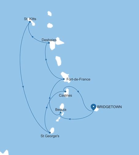 Carte de l’itinéraire Silver Spirit, Bridgetown → Bridgetown