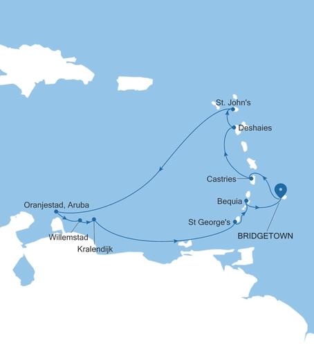 Carte de l’itinéraire Silver Spirit, Bridgetown → Bridgetown