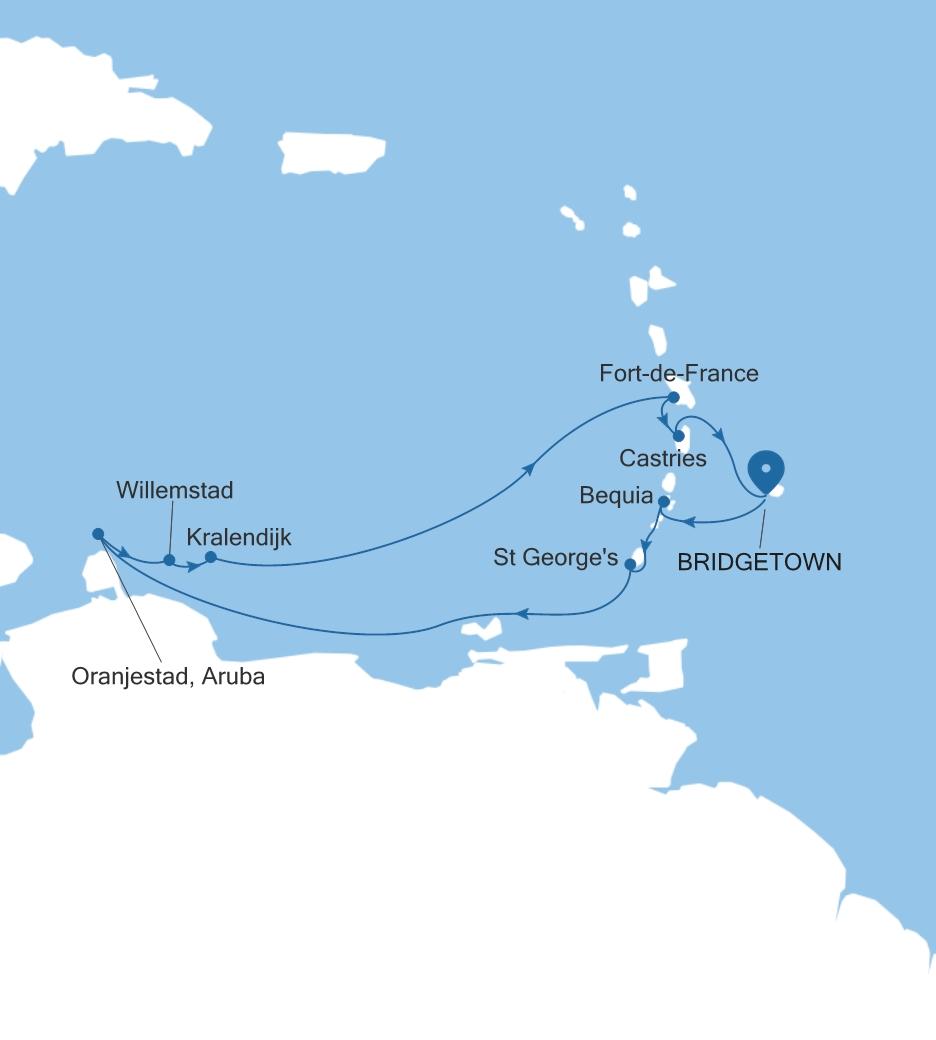 Carte de l’itinéraire Silver Spirit, Bridgetown → Bridgetown