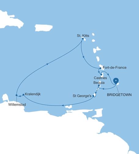Carte de l’itinéraire Silver Spirit, Bridgetown → Bridgetown