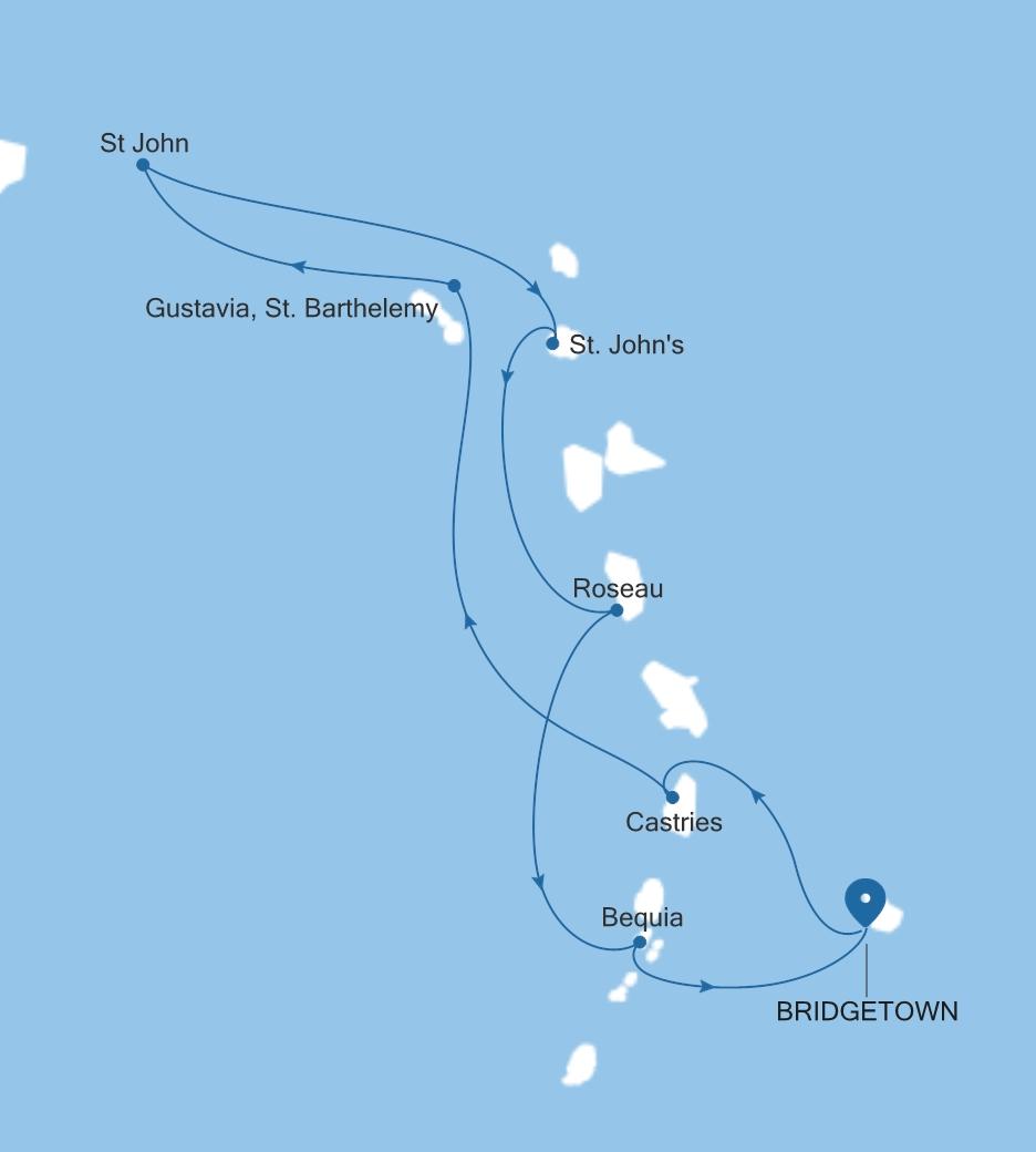 Carte de l’itinéraire Silver Spirit, Bridgetown → Bridgetown