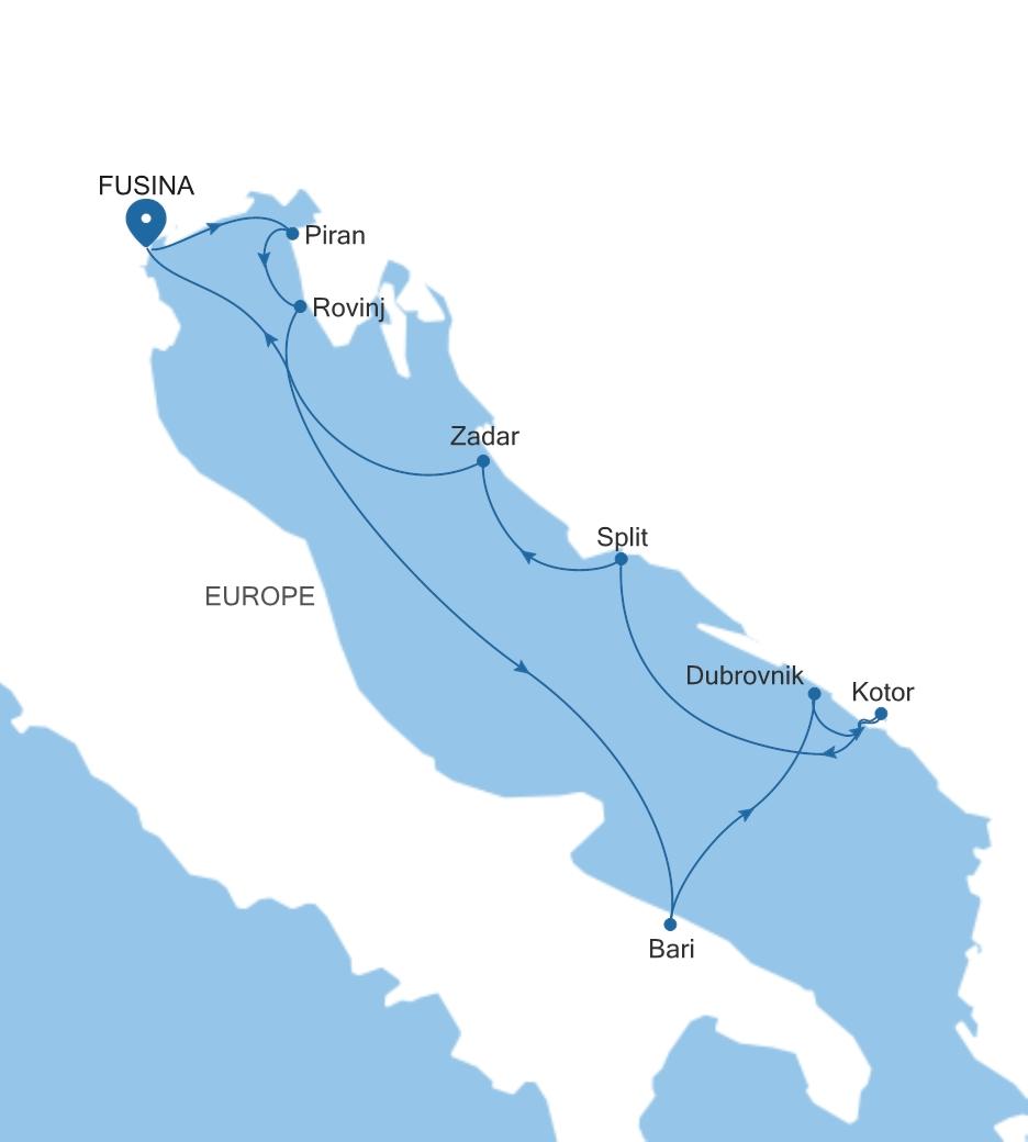 Carte de l’itinéraire Silver Spirit, Fusina (Venise) → Fusina (Venise)
